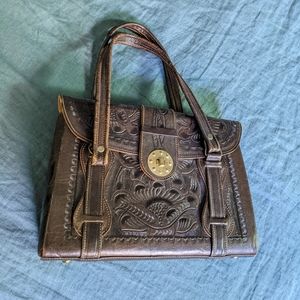 Flores Tooled Genuine Leather Vintage Bag